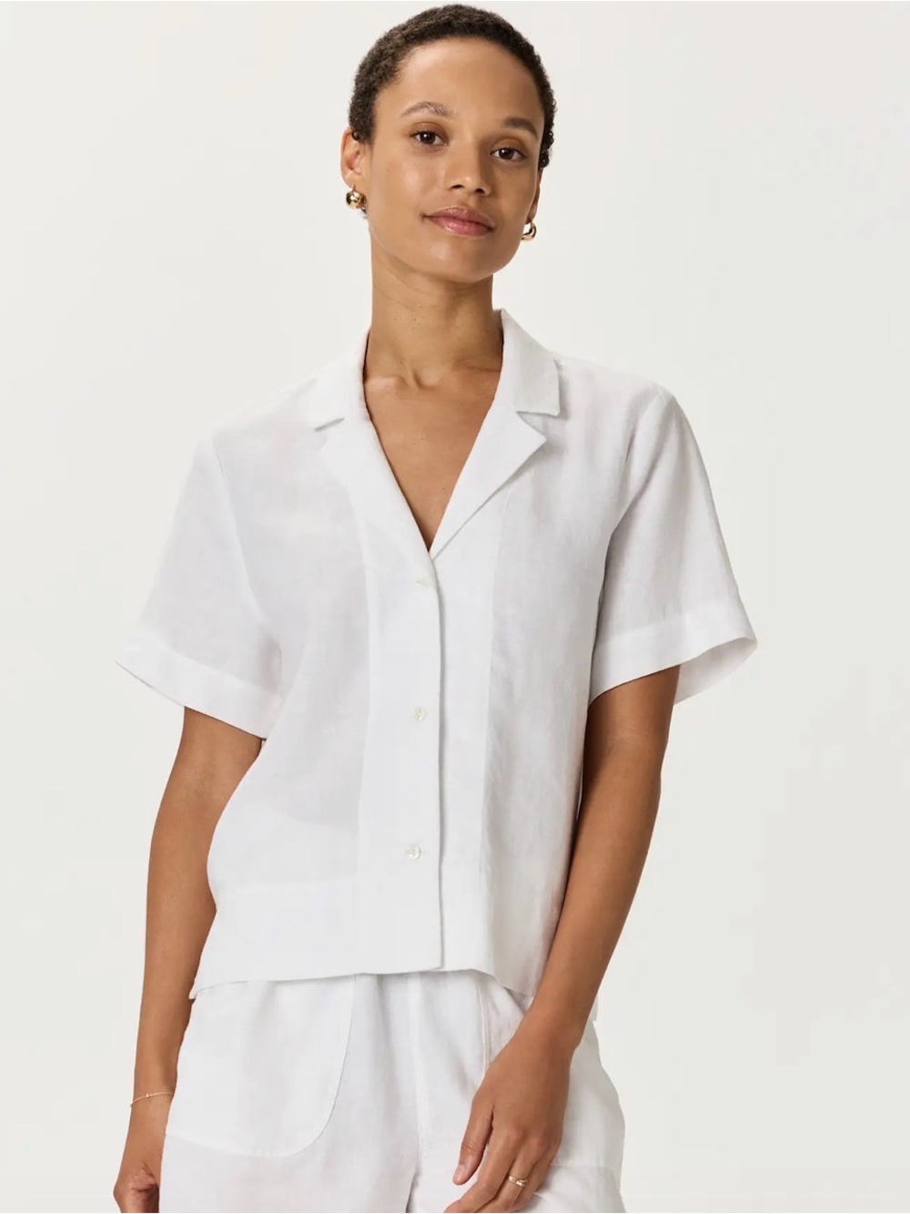 Quince 100% European Linen Relaxed Short Sleeve Shirt Boxy